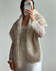 Vintage 60s Faux Fur Stole Crema