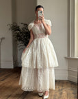 Vintage 50s Sheer Brodiere Anglaise Tiered Wedding Dress