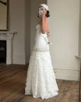 Vintage 90s Strapless Embellished Ruffled Wedding Gown