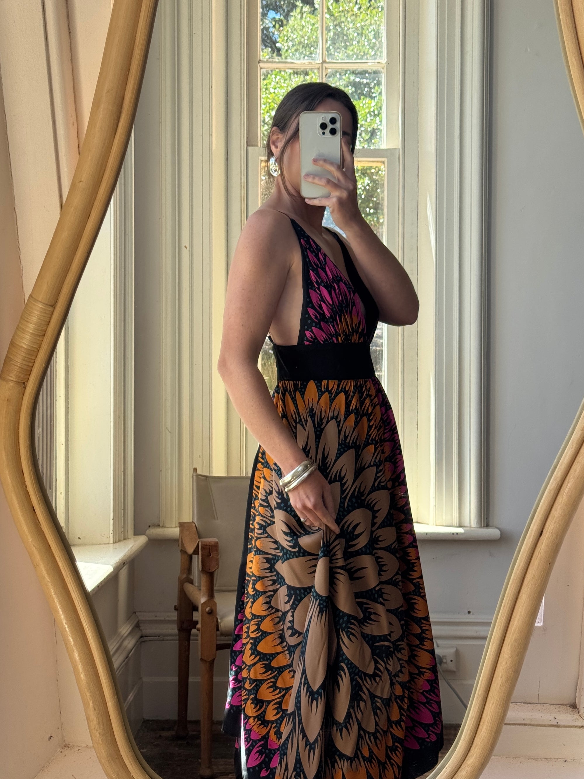 Vintage Y2K Lisa Ho Silk Scarf Dress Sunset