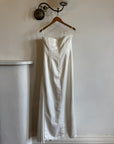 Vintage 90s Ivory Strapless Wedding Dress with Chiffon High Split