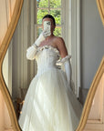 Vintage 90s Rosette Tulle Princess Wedding Gown with Gloves