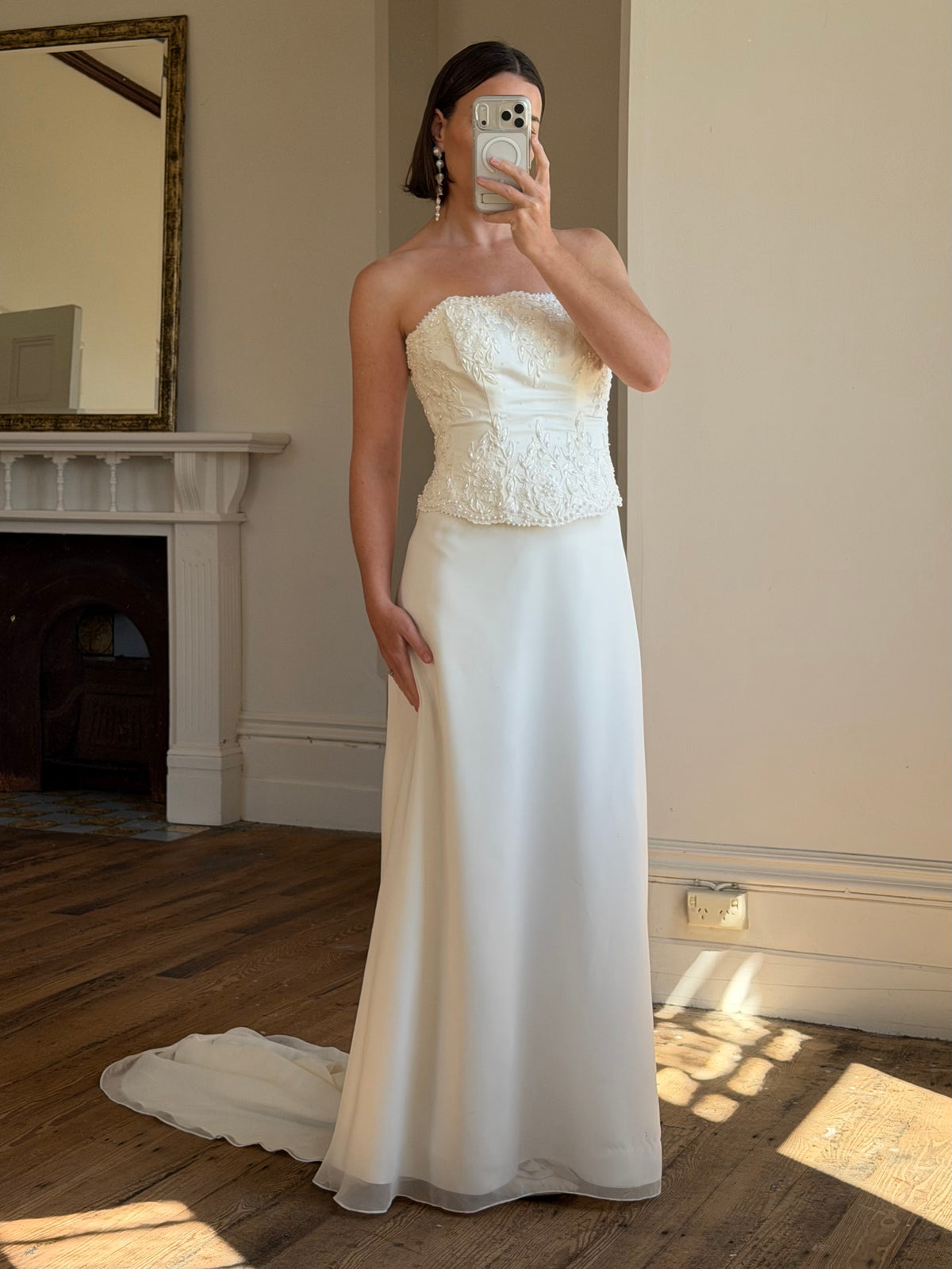 Vintage 90s Bridal Embellished Corset and Slip Skirt Set