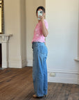 Vintages 90s Crinkle Stretch Top Candy Pink