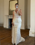 Vintage 90s Italian Organza Tie Top and Feather Skirt Bridal Set