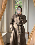 Vintage 70s Showerproof Double Breasted Trench Coat Olive