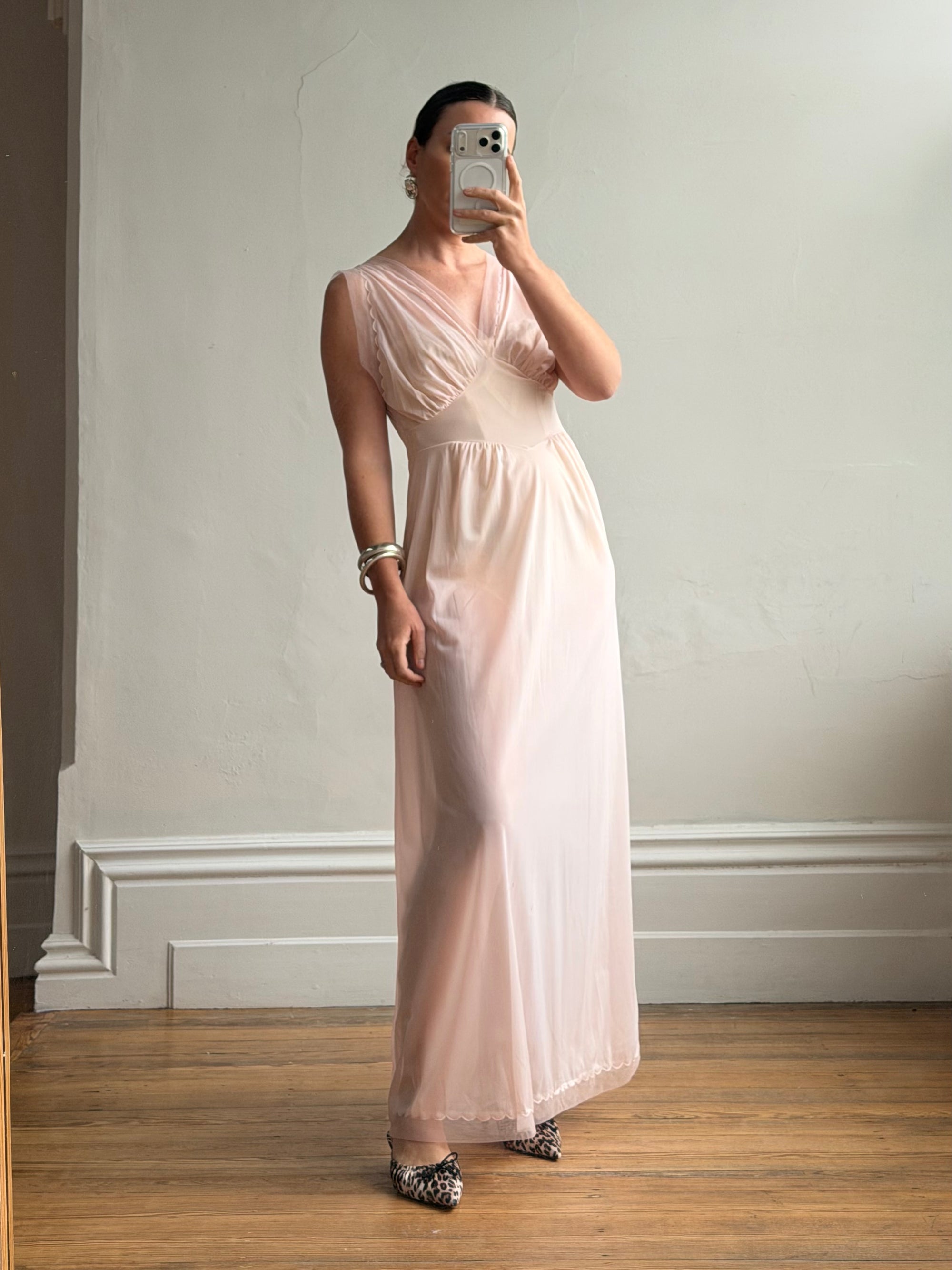 Vintage 60s Sheer Scalloped Slip Nightie