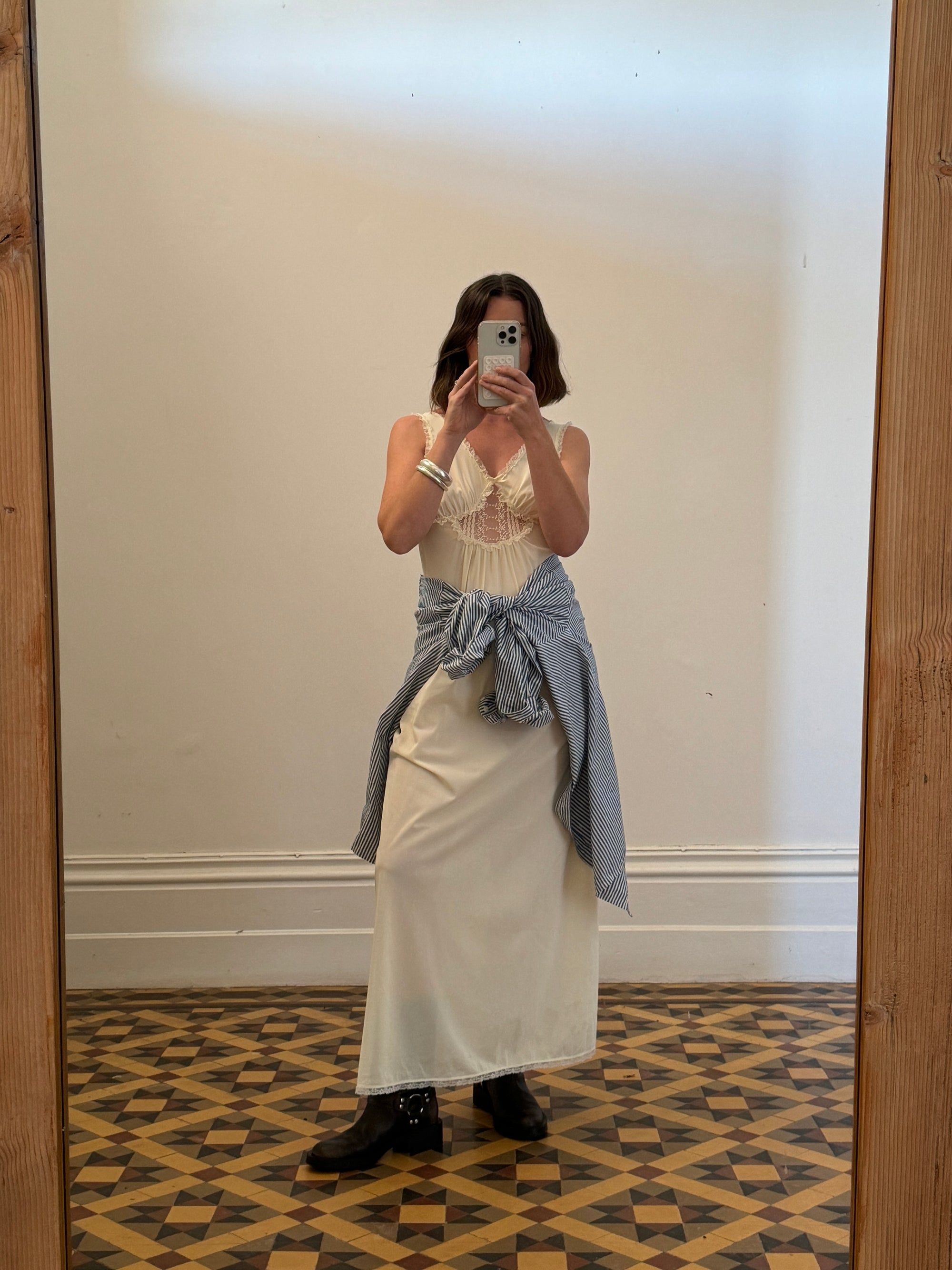 Vintage Butter Semi Sheer Slip Dress