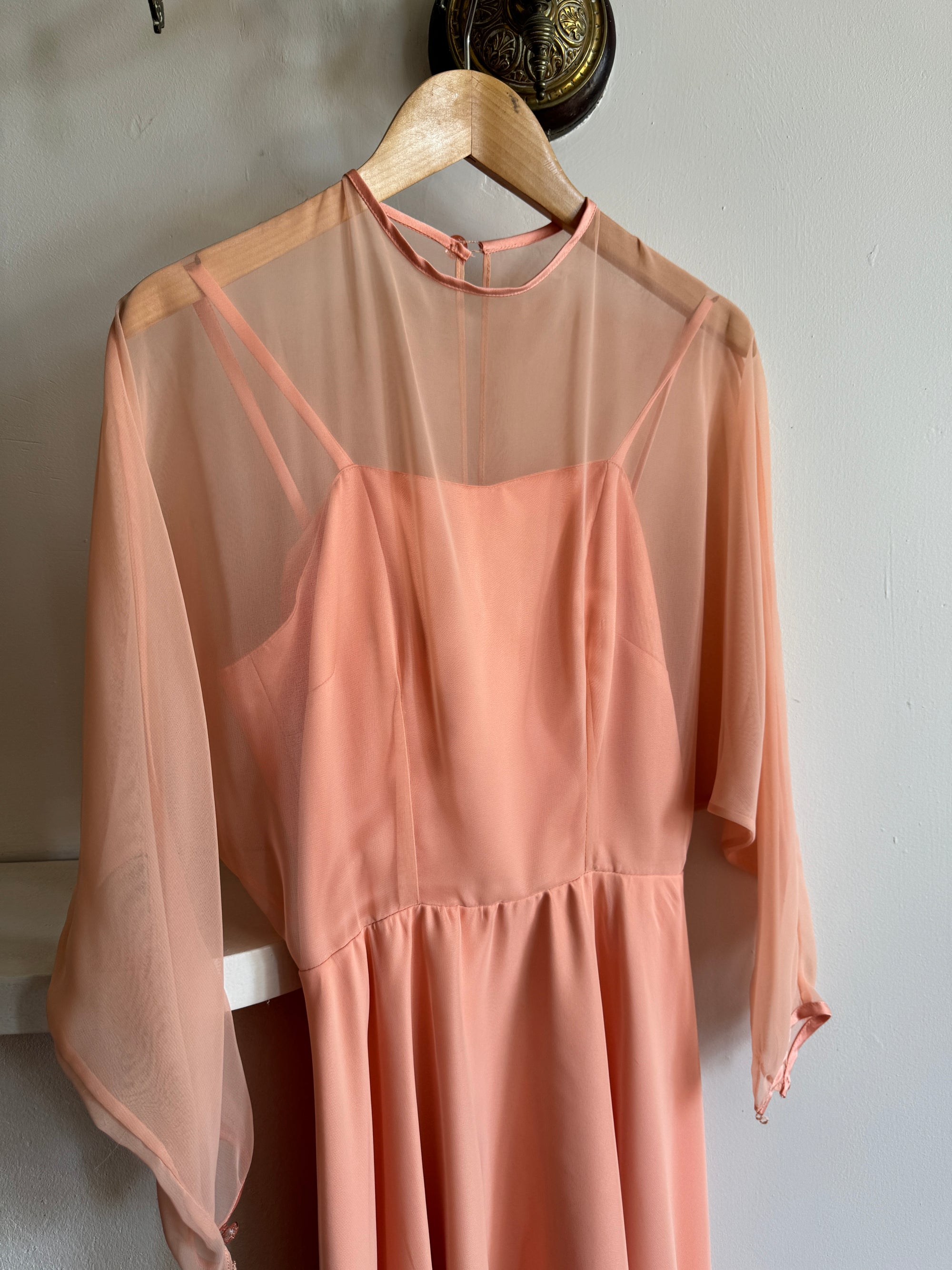 Vintage Peach Sheer Sundress