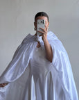 Vintage 90s Strappy Wedding Dress With Rosette Cape Pearl