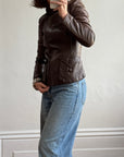 Vintage Y2K YSL Rive Gauche Leather Jacket Chocolate