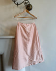 Vintage Pink Pure Silk High Waist Midi Skirt