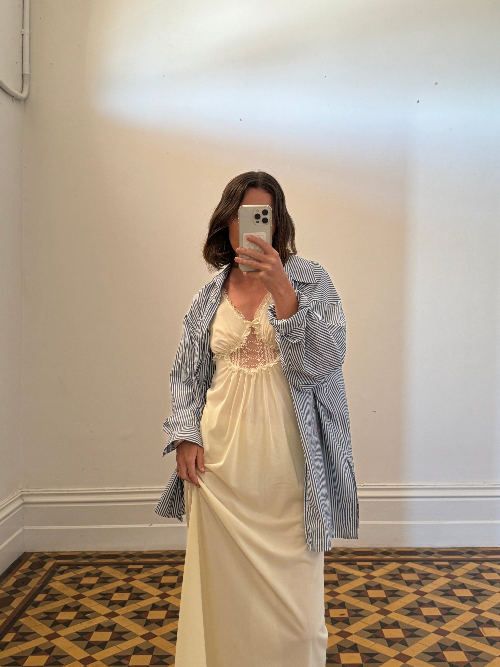 Vintage Butter Semi Sheer Slip Dress