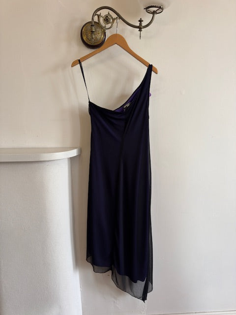 Vintage Y2K Party Dress with Flower Purple Noir