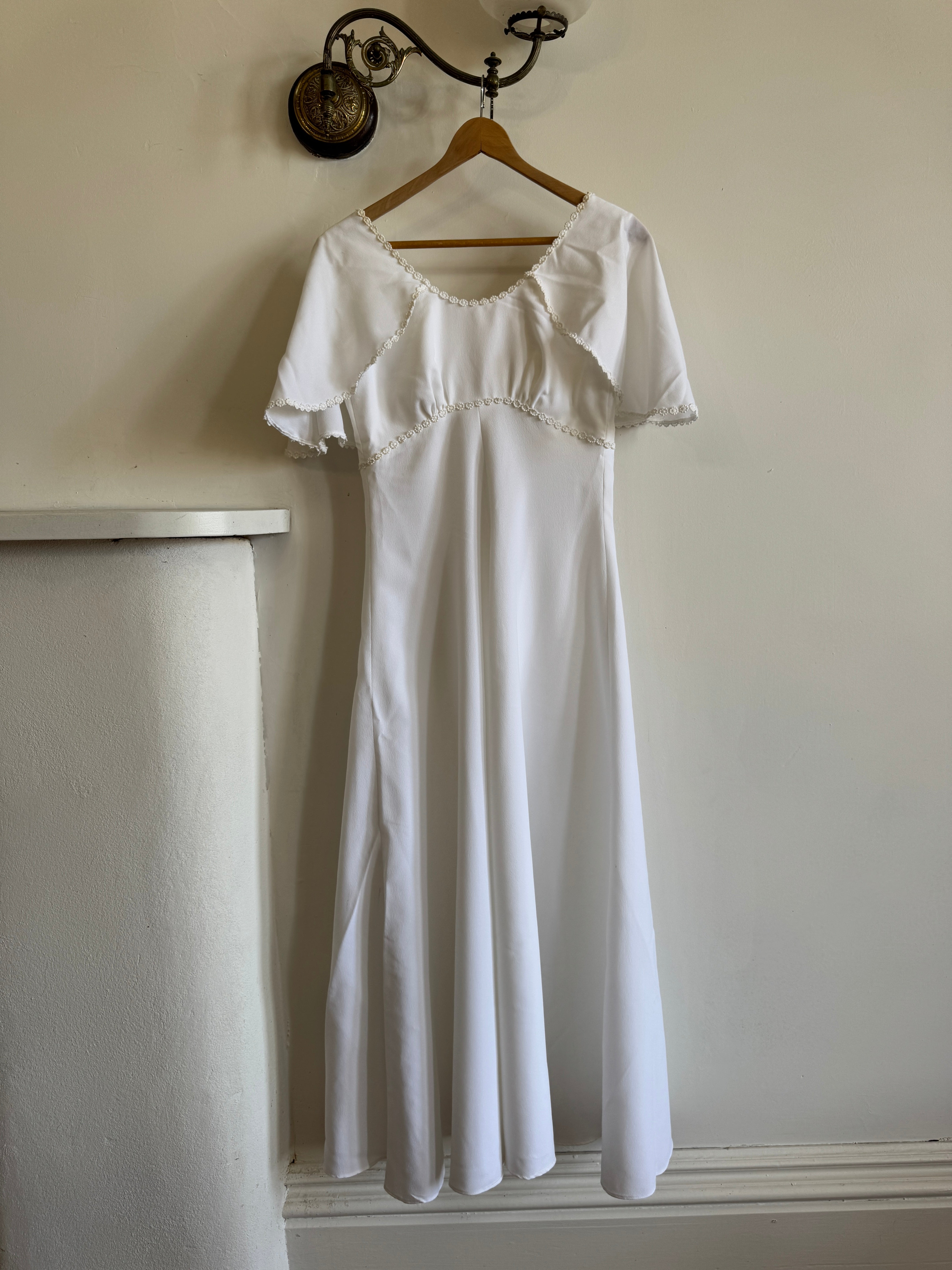 Vintage 60s Crepe Caplette Wedding Dress