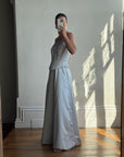 Vintage 90s Jacquard Corset Satin Dress Ice Blue