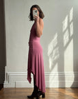 Vintage Y2K Australian Made Dusty Pink Jersey Dress With Silver Buckle