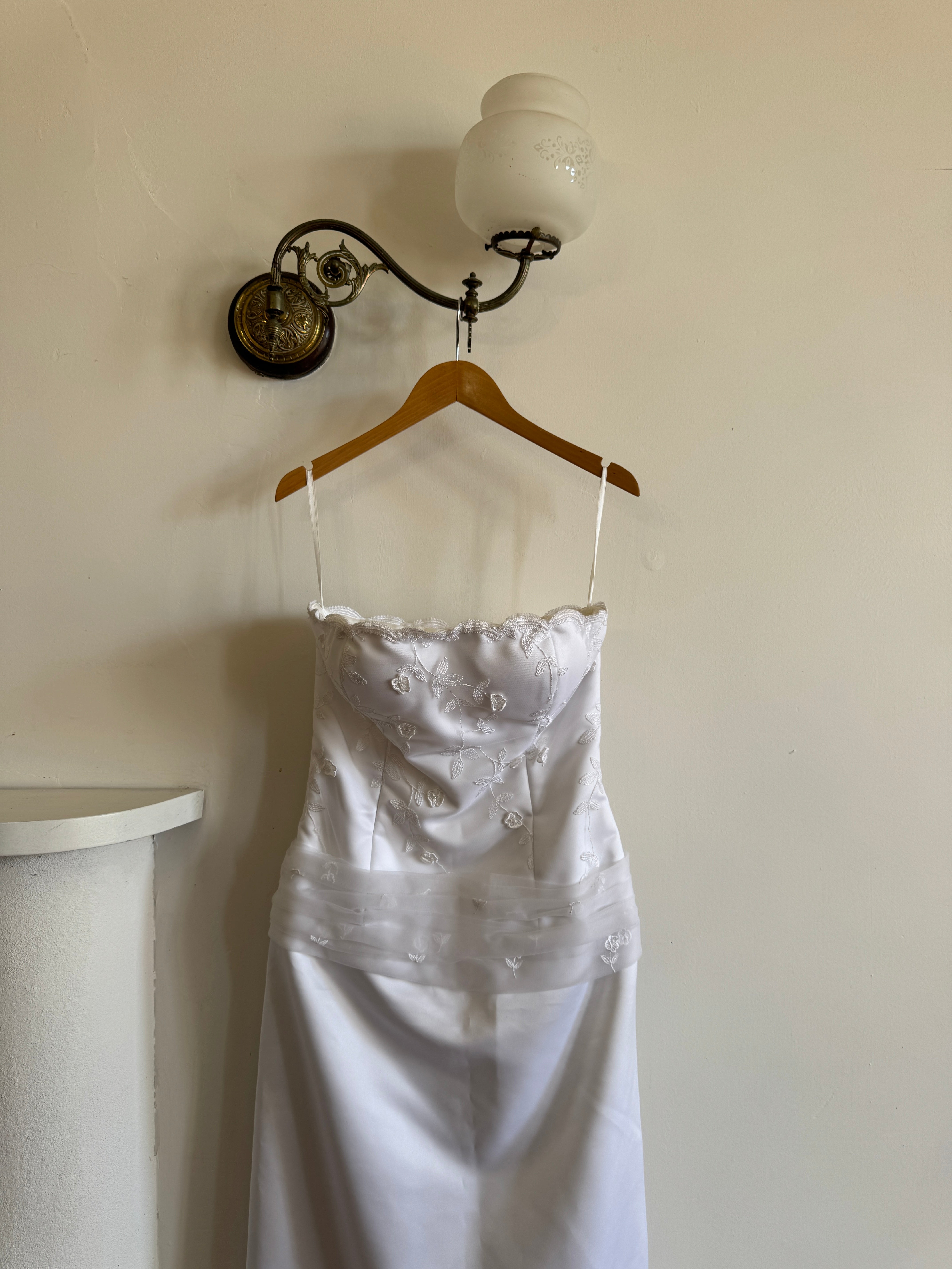 Vintage 90s Drop Waist Floral Wedding Dress