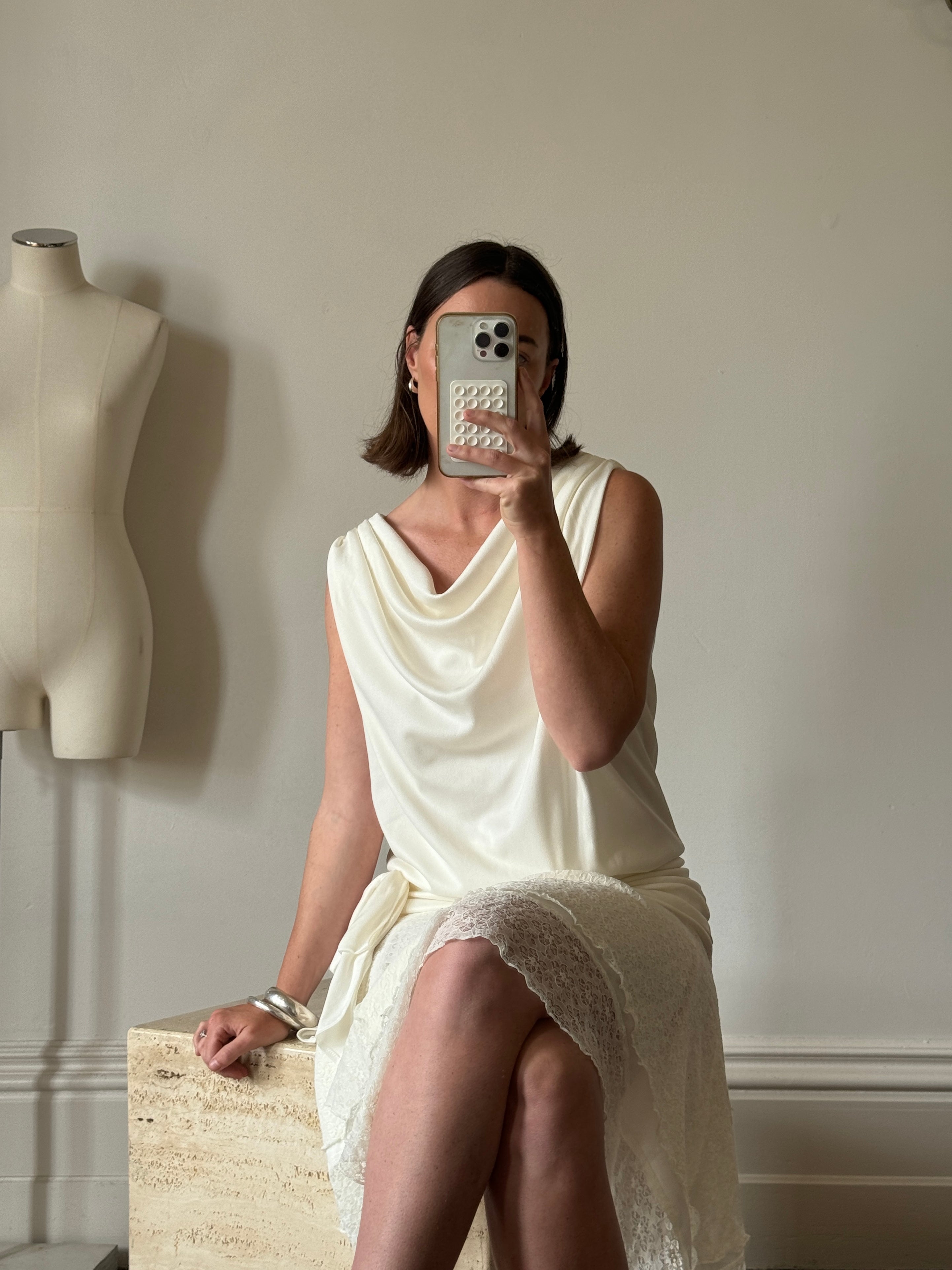 Vintage 80s Drop Waist Fairy Wedding Dress