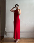 Vintage 90s Crimson Crepe High Front Dress