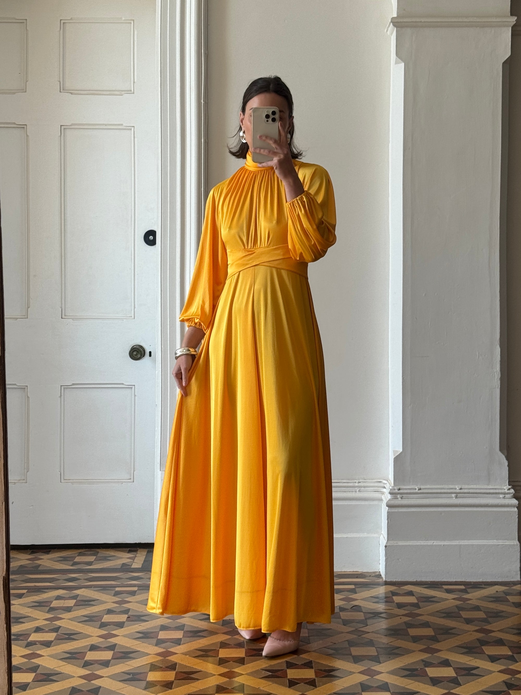 Vintage 70s Marigold Swing Maxi Dress
