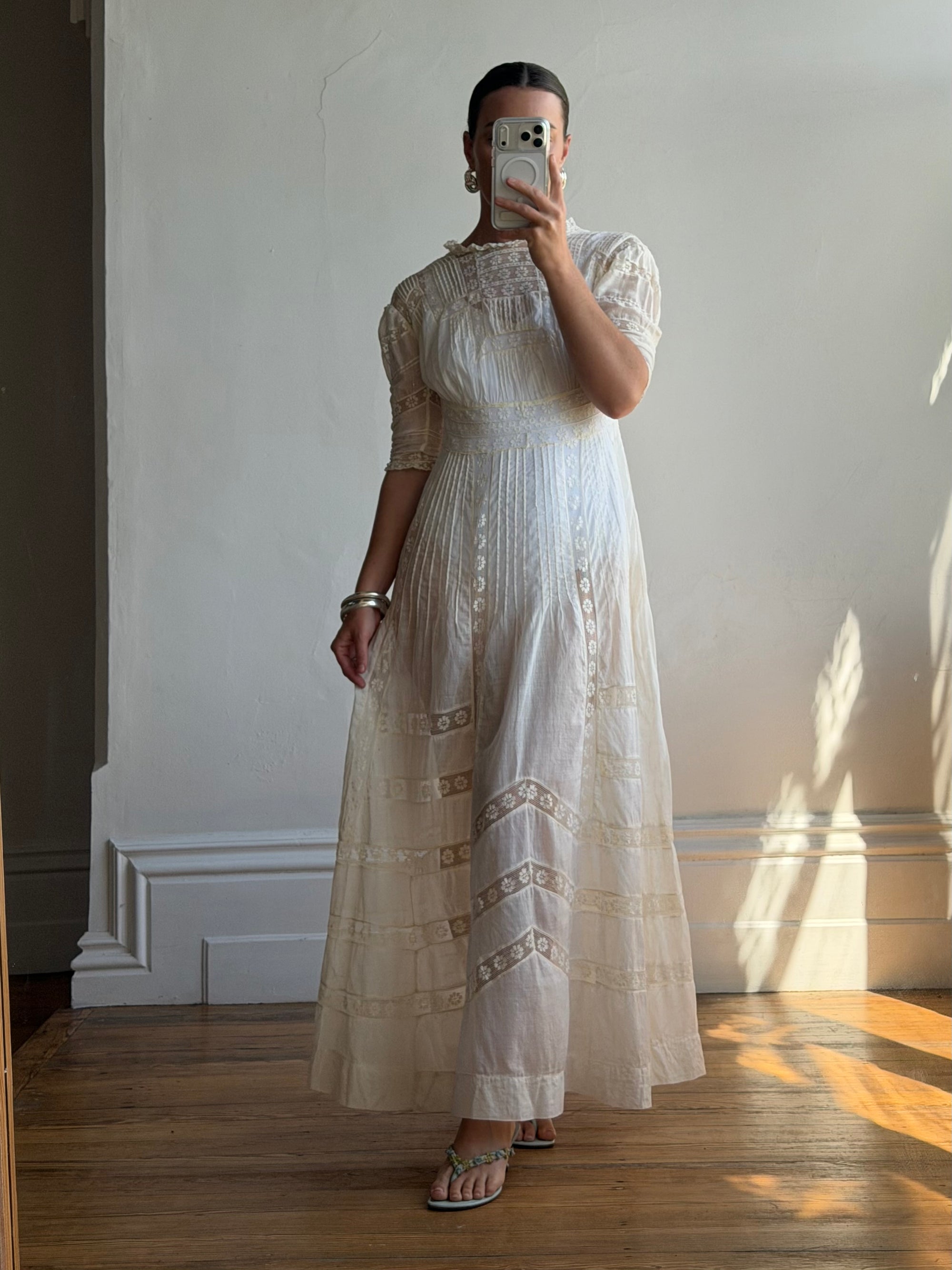 Edwardian Cotton Tea Wedding Dress