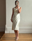 Vintage 90s Pearl Satin Bias Bridal Slip