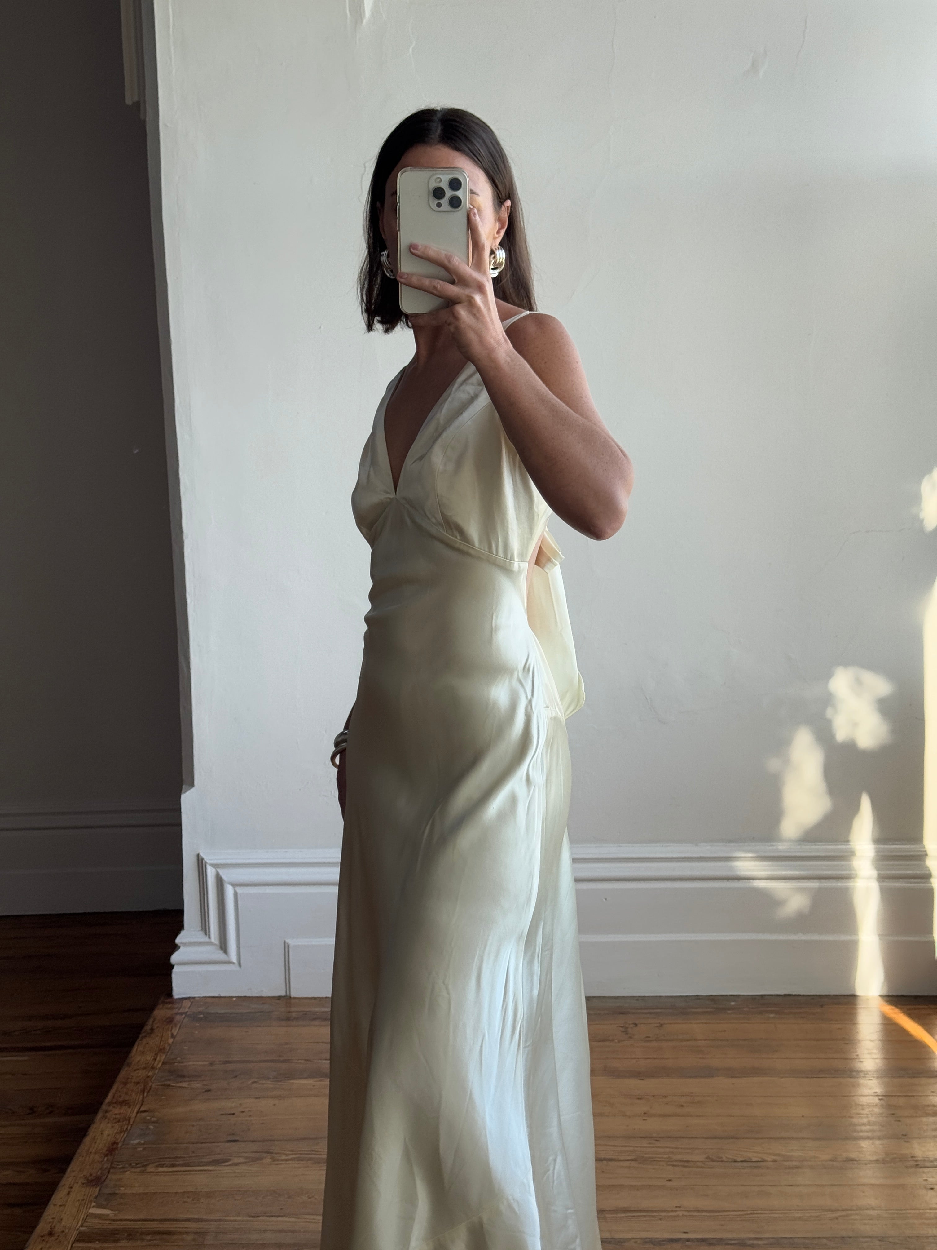 Vintage 90s Australian Made Satin Backless Wedding Dress
