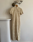 Vintage 90s Mandarin Collar Guipure Lace Midi Dress