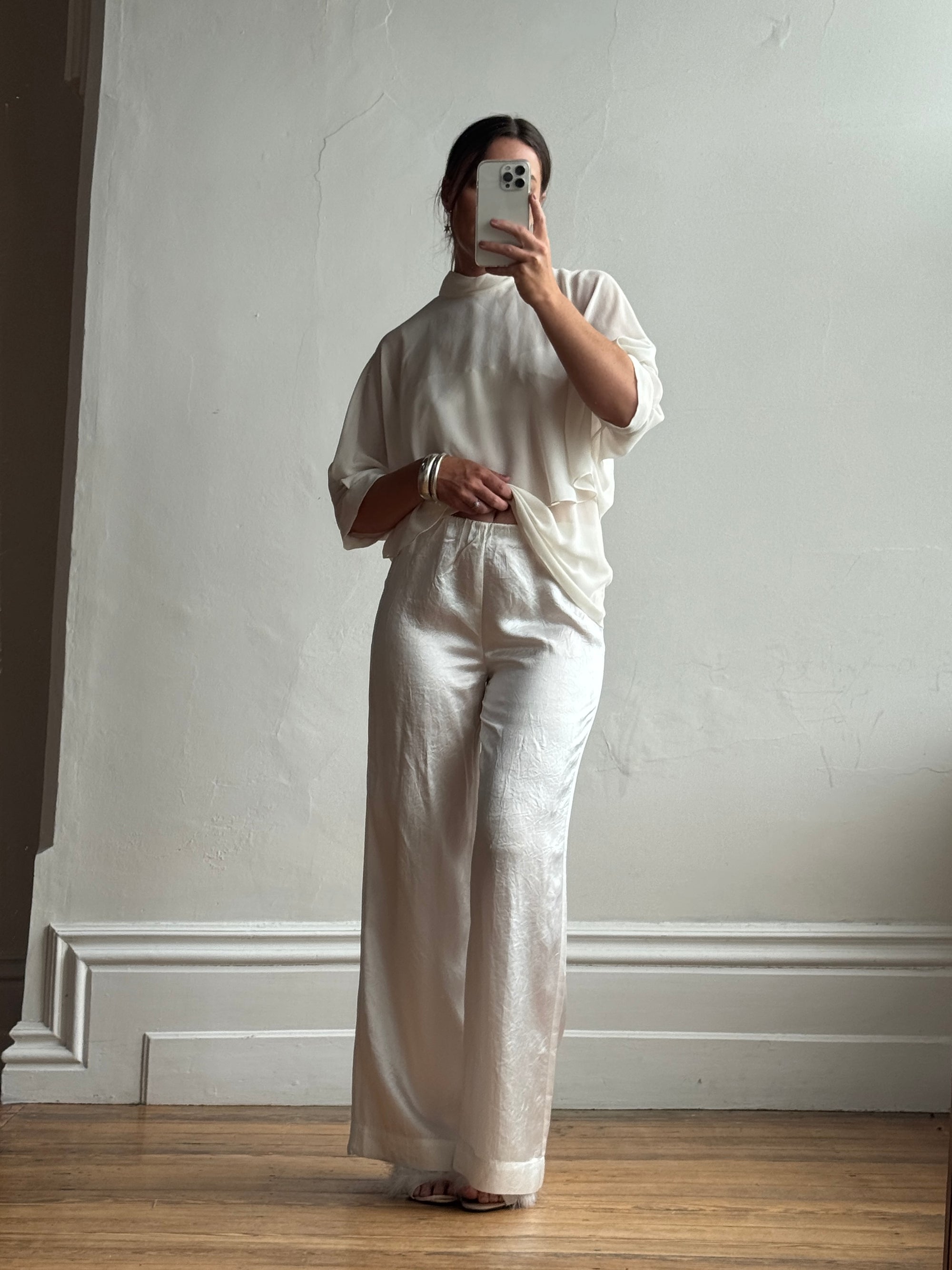 Vintage Y2K Sheer Chiffon Sheer Tiered Blouse