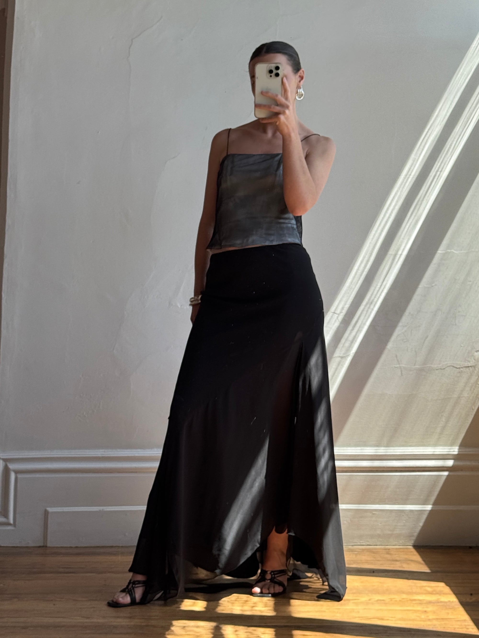 Vintage 90s Mesh Crop and Fairy Skirt Set Noir