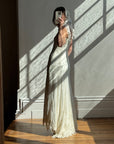 Vintage 90s Boho Lace Net Empire Wedding Dress