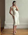 Vintage 90s Pearl Satin Bias Bridal Slip