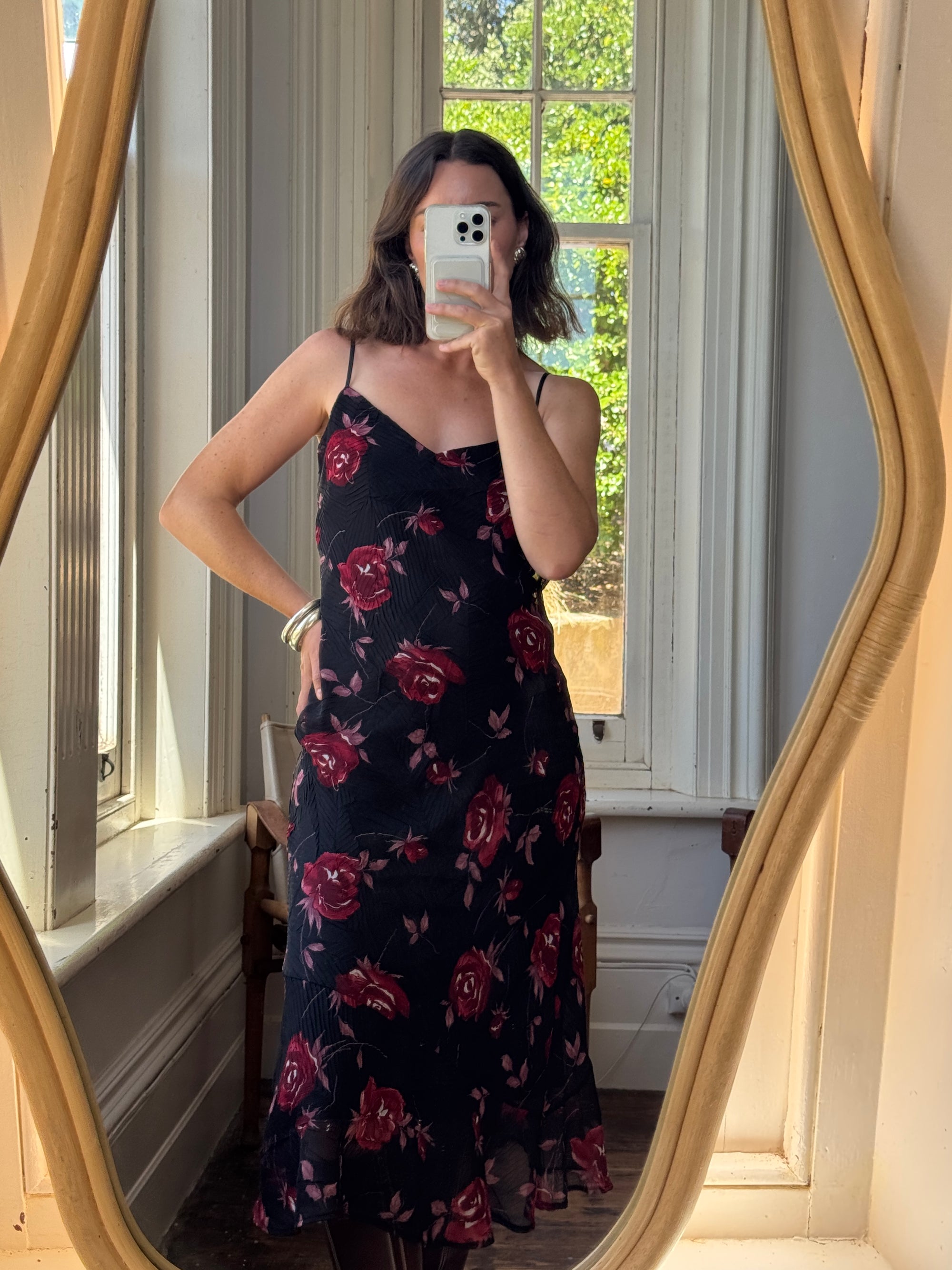 Vintage 90s Black Rose Crinkle Slip Sundress Call Me The Breeze Vintage 90s Black Rose Crinkle Slip Sundress Call Me The Breeze