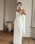 Vintage 90s Crepe Beaded Column Bridal Slip