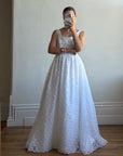 Vintage 90s Scoop Neck Floral Wedding Dress