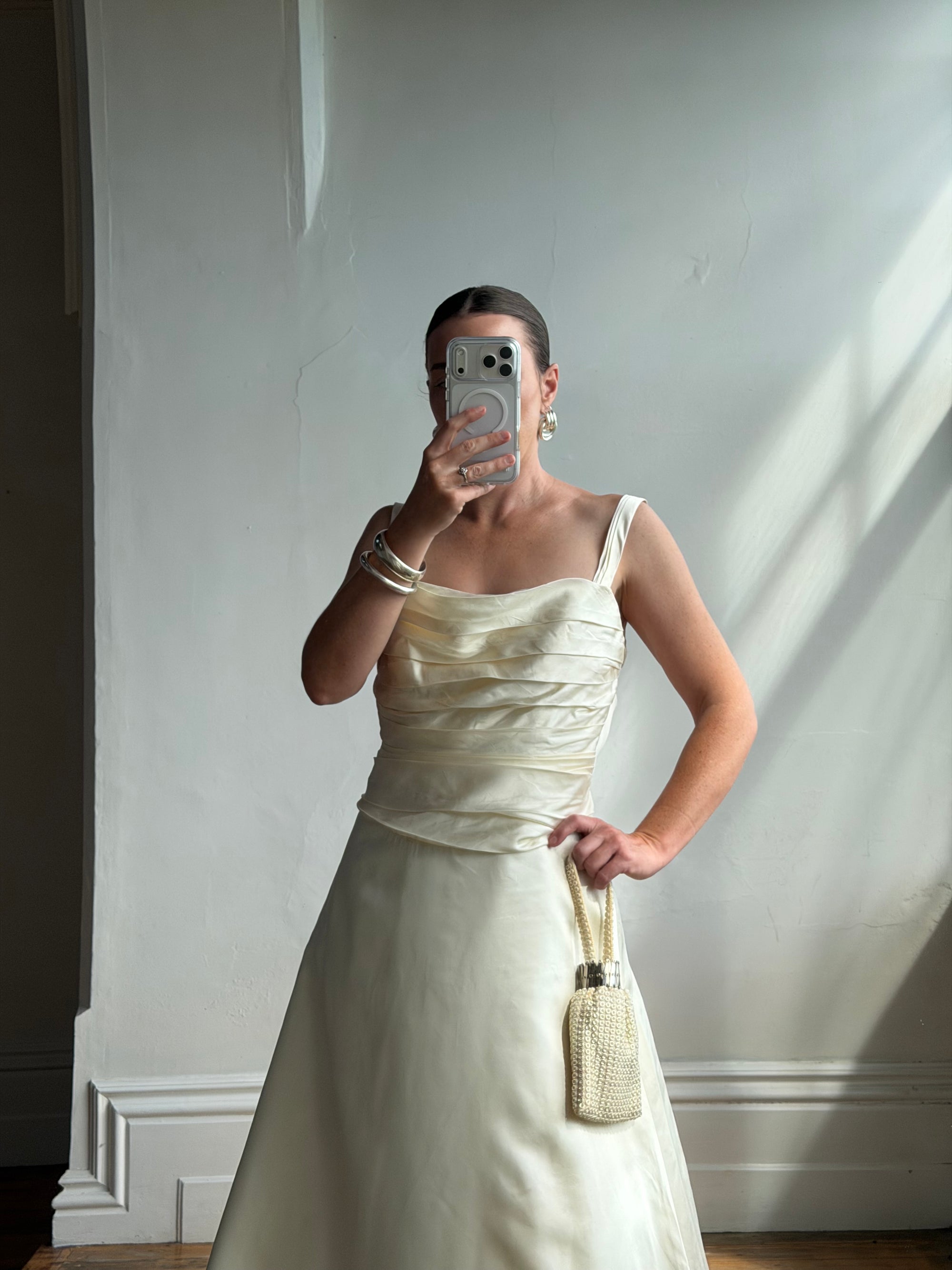 Vintage Y2K Vera Wang Silk Pleated Wedding Gown