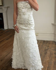 Vintage 90s Strapless Embellished Ruffled Wedding Gown