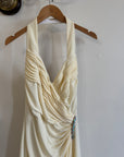 Vintage 90s Bandage Mini Dress Cream With Rainbow Rhinestones