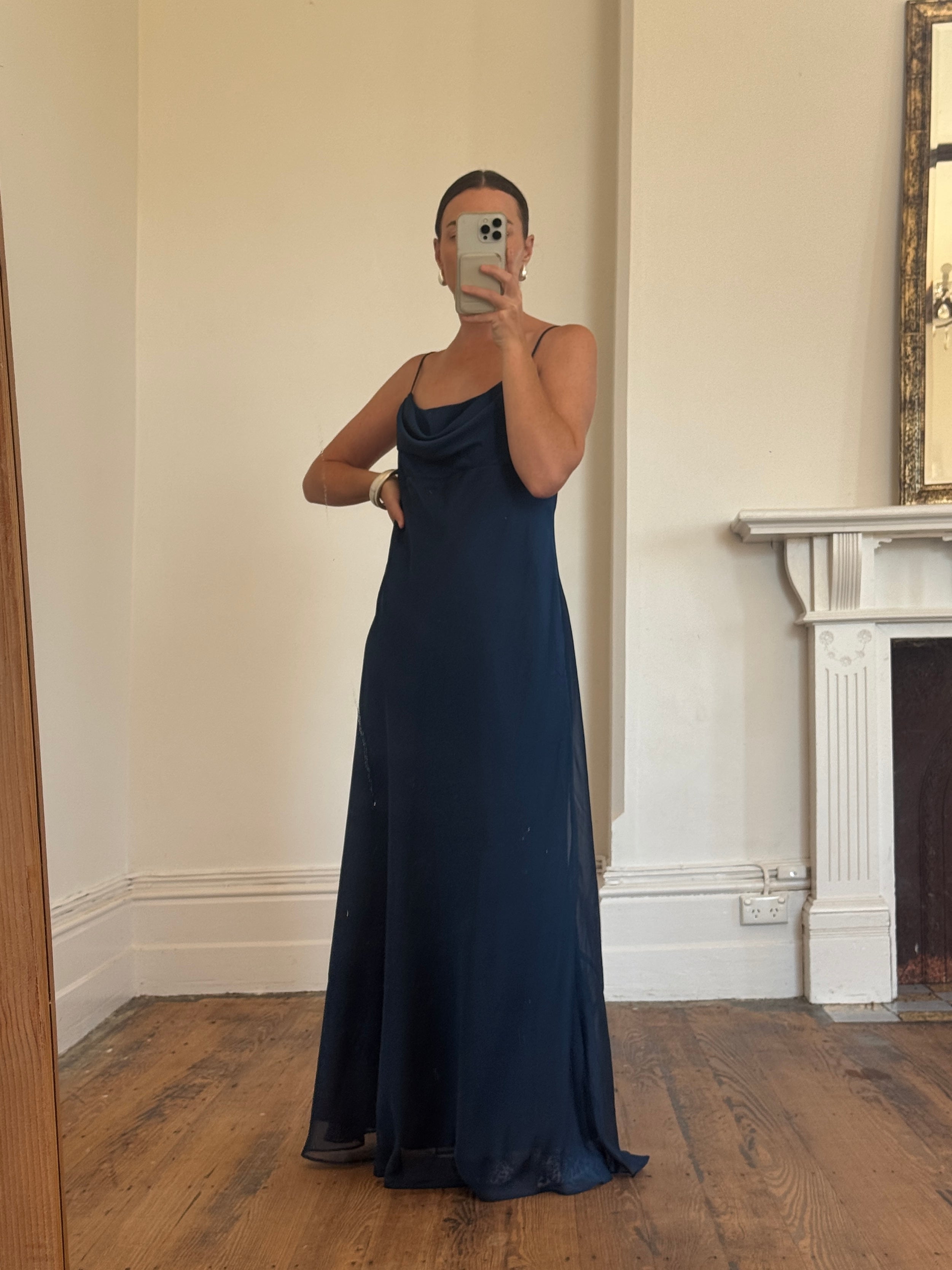 Vintage 90s Australian Made Navy Spaghetti Strap Dress