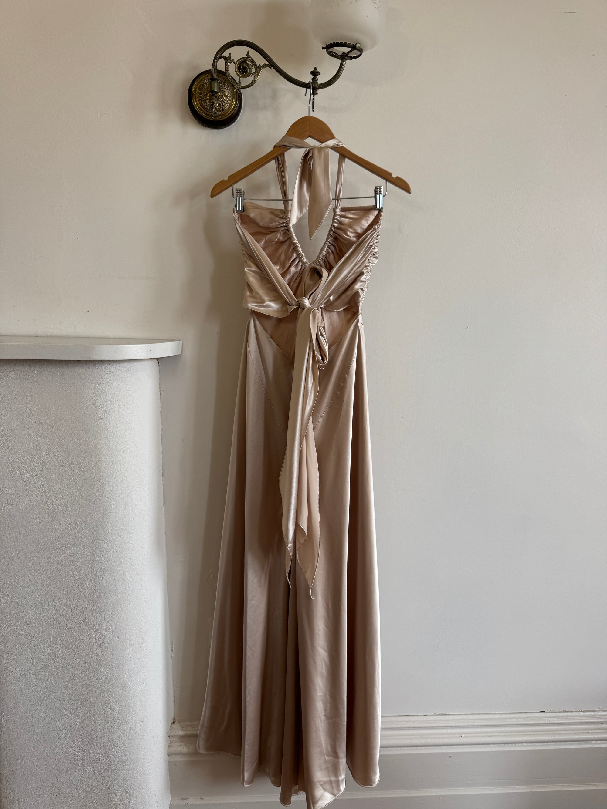 Vintage Y2K Champagne Satin Multiwear Prom Dress