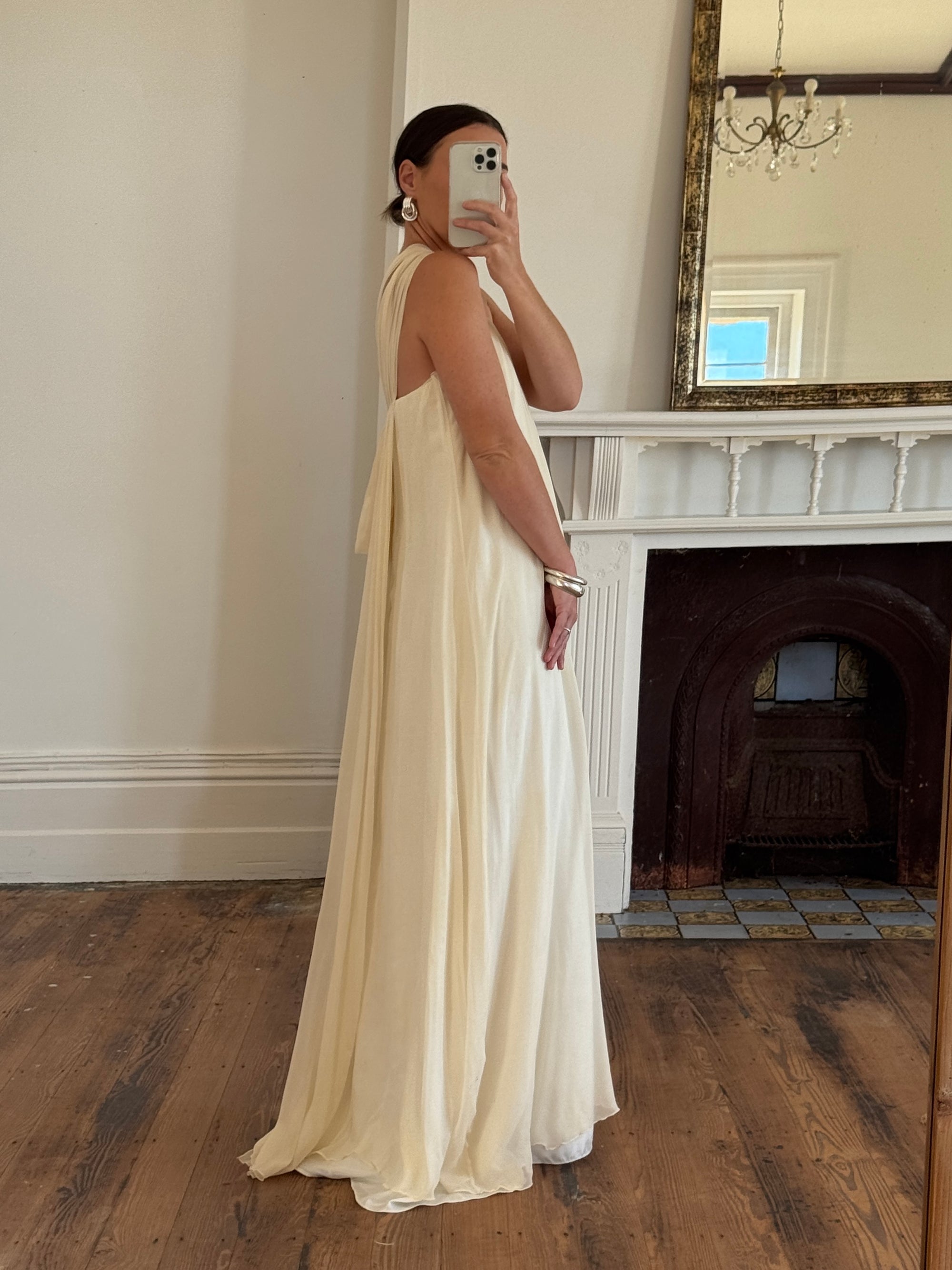Vintage Y2K Pure Silk Chiffon Grecian Gown