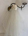 Vintage Scalloped Tulle Veil with Satin Rosette