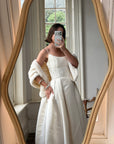 Vintage 90s Crystal Gathered Princess Satin Wedding Gown