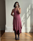 Vintage Y2K Australian Made Dusty Pink Jersey Dress With Silver Buckle