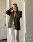 Vintage Christian Dior Tailored Wool Blazer Navy Brown