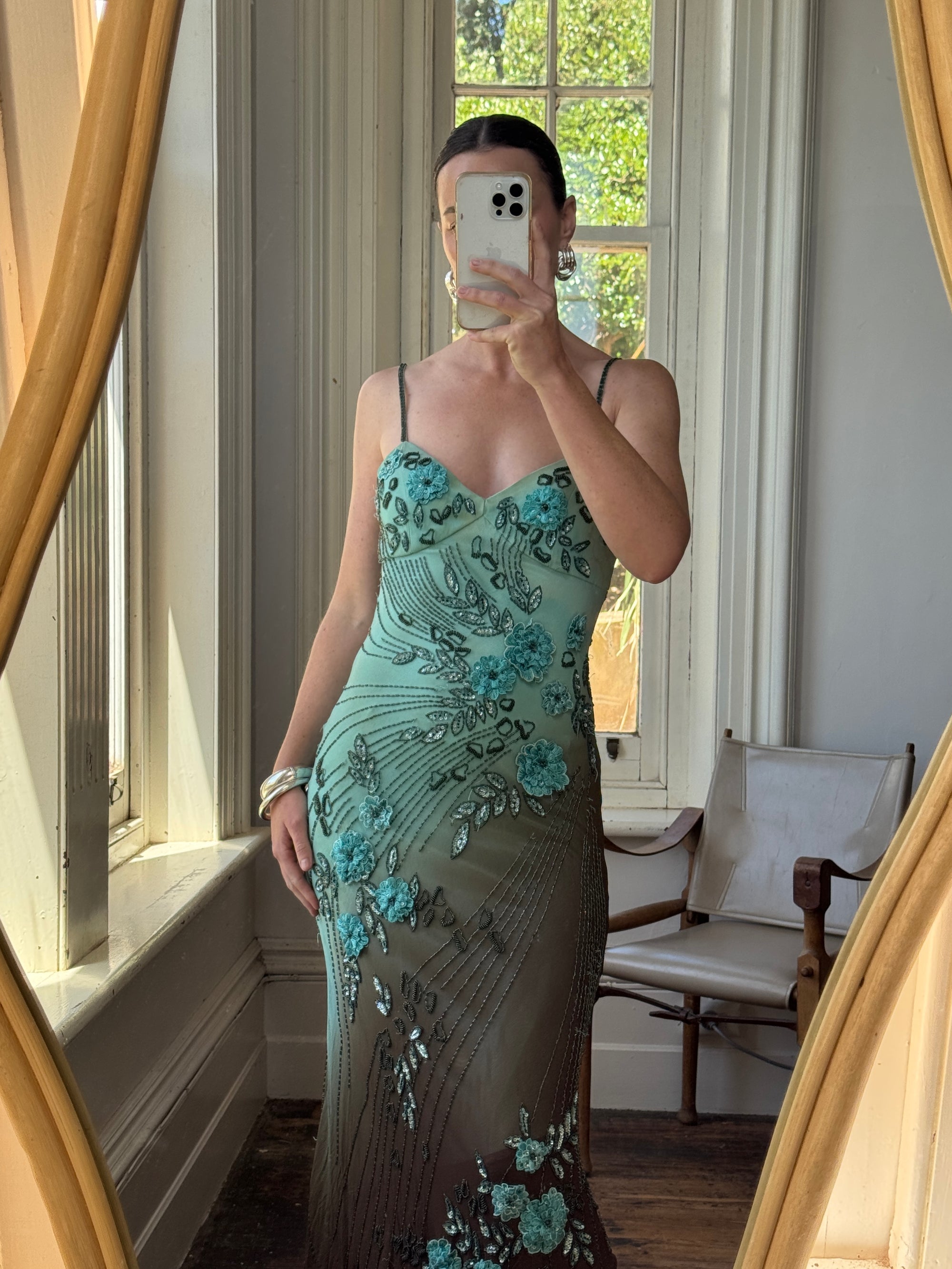 Vintage 90s Rare Ombre Embellished Mermaid Dress