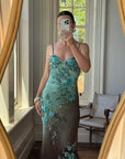 Vintage 90s Rare Ombre Embellished Mermaid Dress