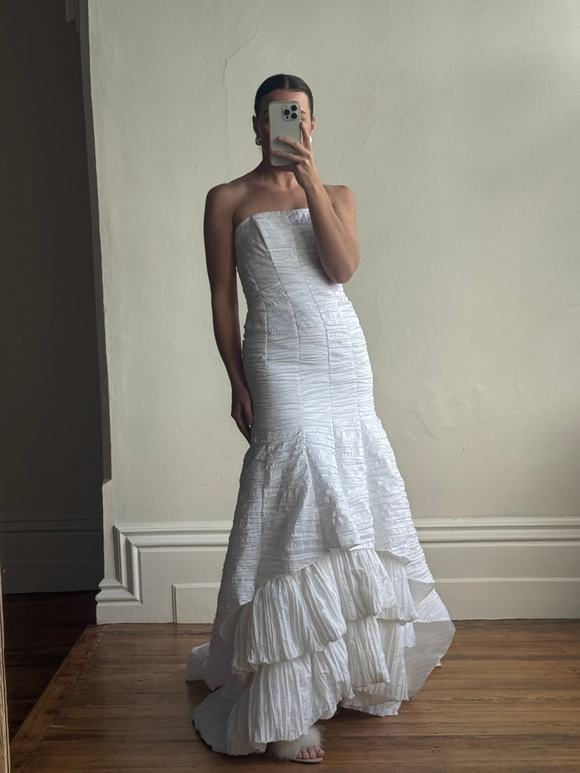 Vintage 90s Crinkle Mermaid Wedding Dress