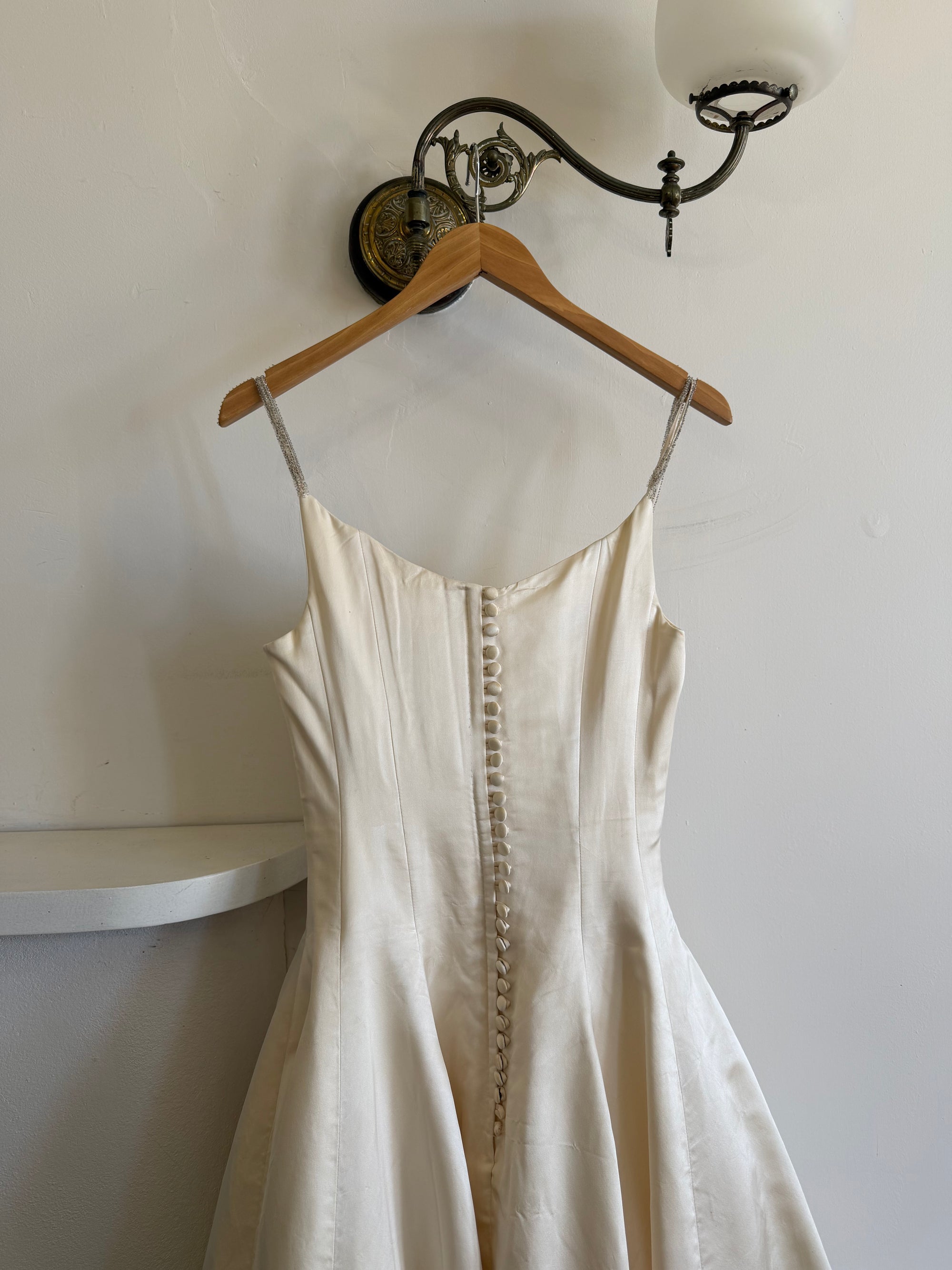 Vintage 90s Pure Silk Couture Diamante Wedding Gown